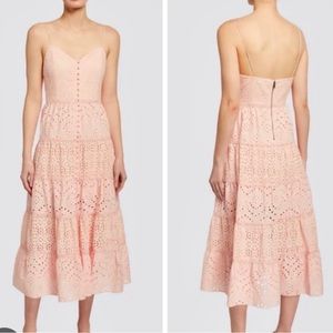 NWT Alice and Olivia shanti eyelet button-front tiered dress